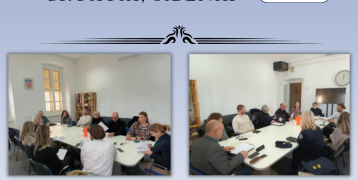2 photographs of people attending the meeting.